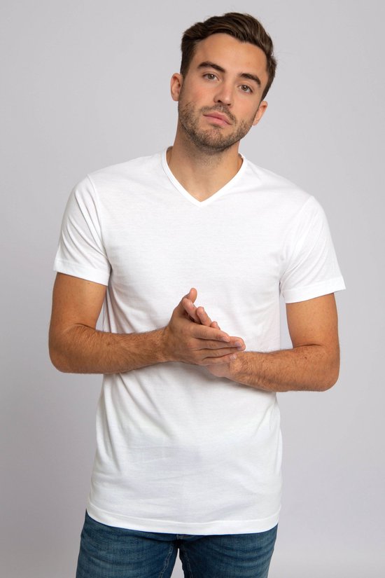 Alan Red - Lot de 3 t-shirts Vermont à col en V, blancs - Homme - Taille XL - Coupe classique