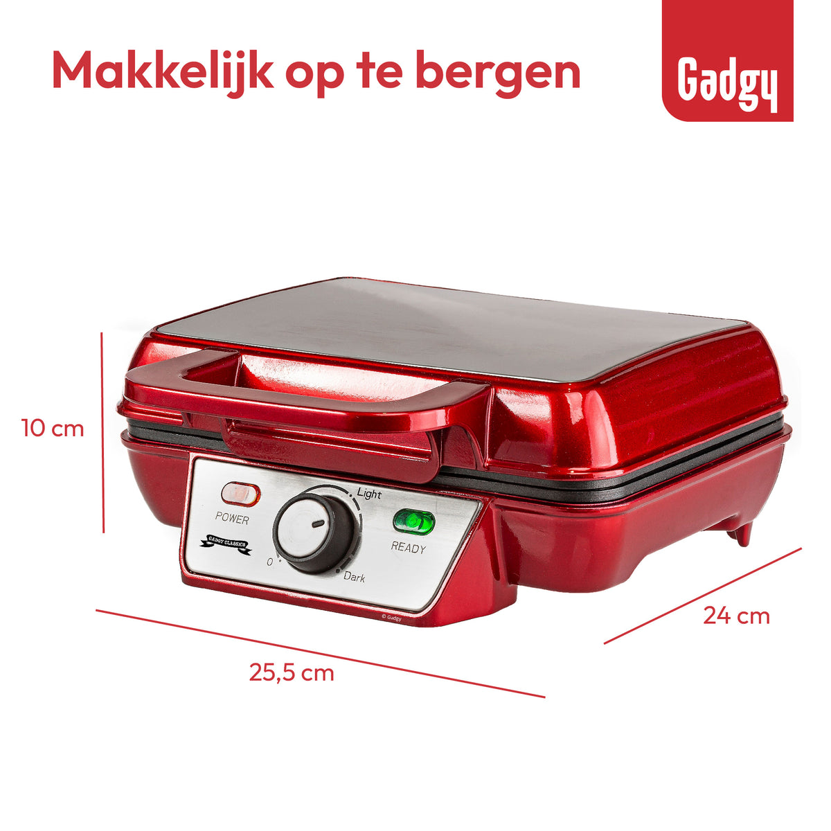 Gadgy Wafelijzer - Wafelmaker 2 Wafels per keer - Waffle Maker - Anti-Aanbaklaag - 1000 Watt - Regelbare Thermostaat