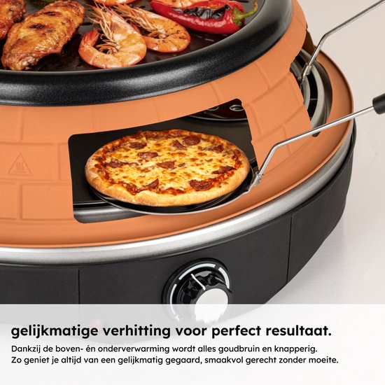 Four à pizza - Gril et four à pizza en un - Pizza Gourmet - Four à pizza - Set Gourmet - Gourmet - Jusqu'à 300°C - Câble extra-long de 2 mètres - Plaque de gril - Saaf