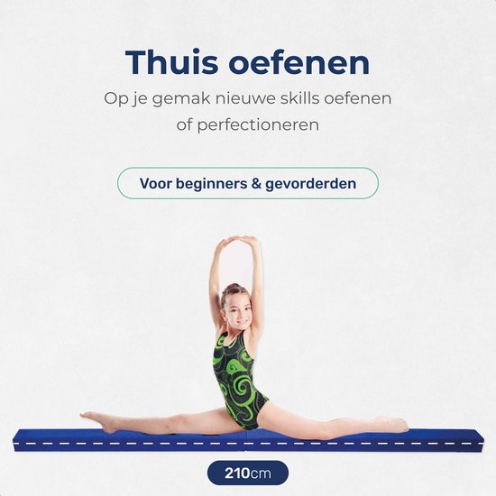 ProSkill Poutre de gymnastique - 210cm - Poutre d'équilibre - Pour la maison - Pliable - Gymnastique
