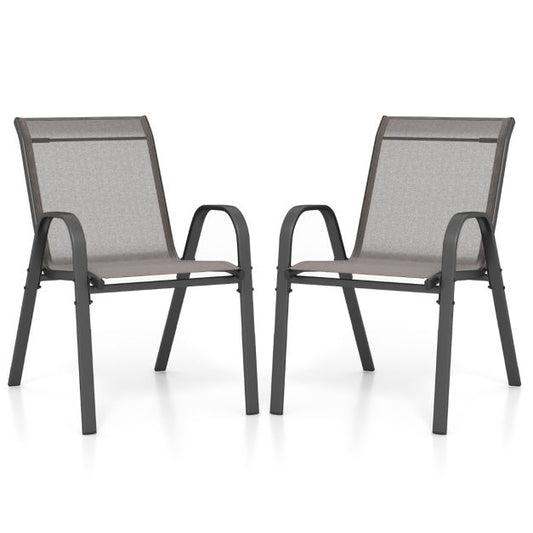 Chaises de terrasse en tissu respirant COAST - Lot de 2 - 56 x 70 x 84 cm - Gris
