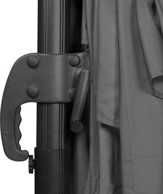 VONROC Premium Parasol flottant Pisogne 300x300cm - Base transversale et housse de protection incluses - Parasol carré - Rotation 360° - Inclinaison - Toile résistante aux UV - Gris