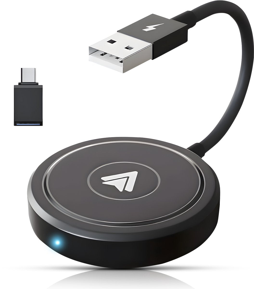 CarMe Luxury Android Auto Dongle - Wireless Android Car - USB-A & USB-C - Connexion 5GHz - Connexion automatique - Design compact - Noir