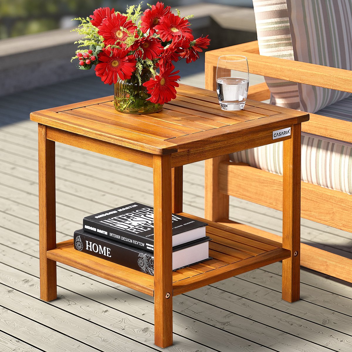 Table d'appoint Casaria Washington en bois d'acacia - Marron - 45 x 45 x 45 cm