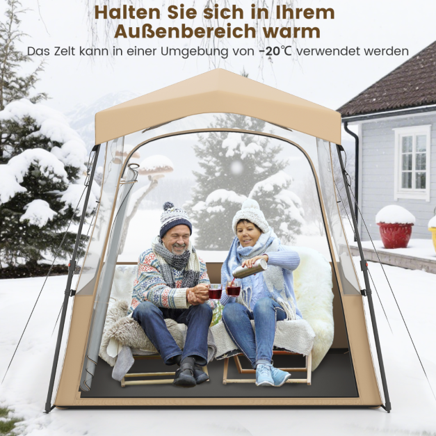 Coast Transparent Pop-Up Sports Tent - Tente d'extérieur 160 x 160 x 176 cm - Marron