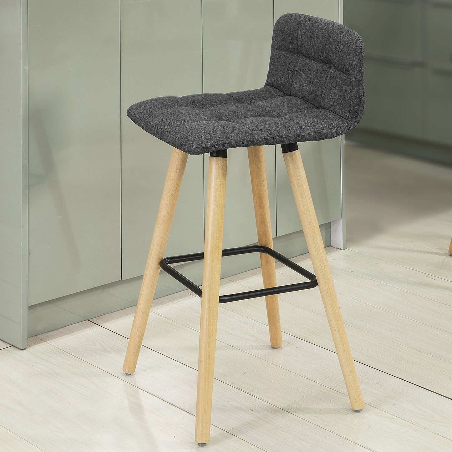 SoBuy set de 2 tabourets de bar - Tabouret à dossier - Gris foncé - 92x44x44 cm - Hauteur d'assise 68 cm