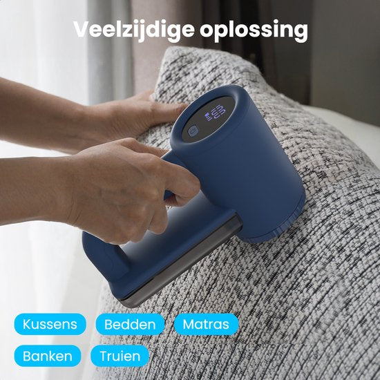 Auronic Electric Lint Remover Pro - Tondeuse à peluches - Autonomie 120 minutes - Rechargeable - Affichage LED - Défoliateur - Bleu