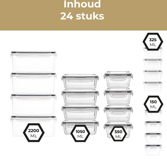 Stosh Freshness Trays - Meal Prep Trays - Freezer Trays - Food Container - 24 pieces - Plastic - BPA free