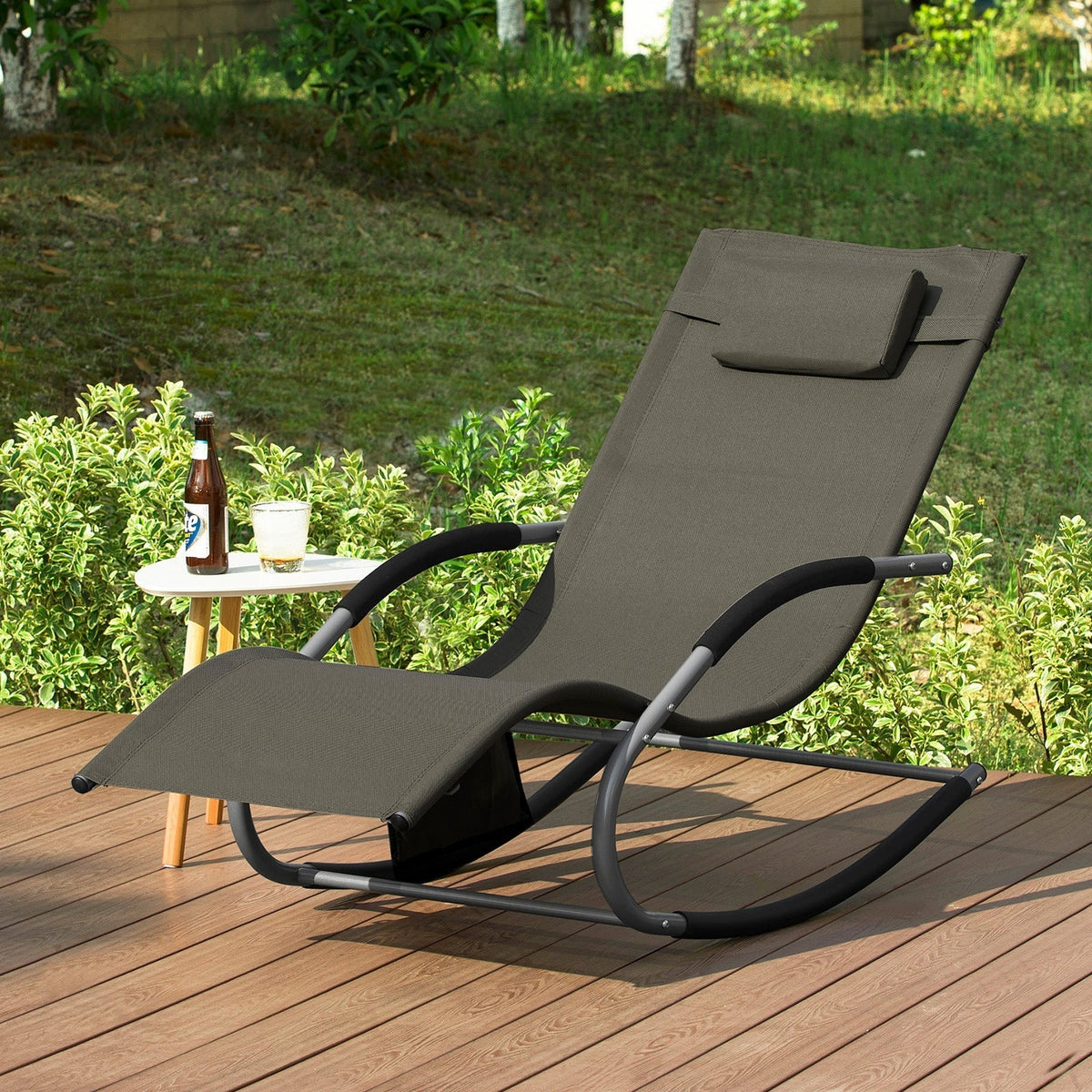 Chaise longue set de 2 SoBuy, Extérieur, Max. 150 kg, Marron