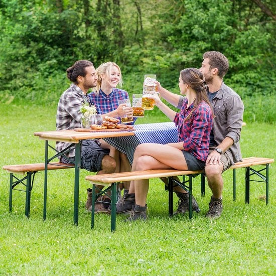 TecTake - Table à bière avec bancs, table de camping, pliante