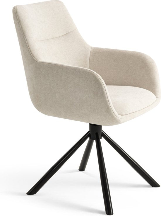 Furnihaus Chaise de salle à manger pivotante Olivia avec accoudoir Tissu beige