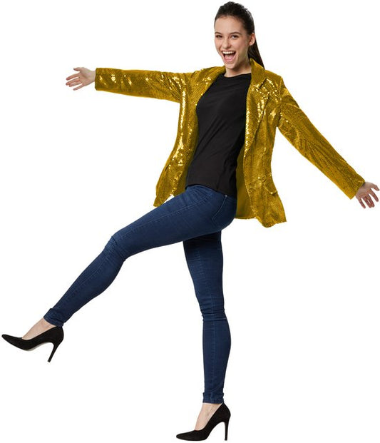 Manteau paillette dames Dressforfun - TAILLE S - déguisement costume halloween déguisement fête carnaval robe de soirée - couleur or