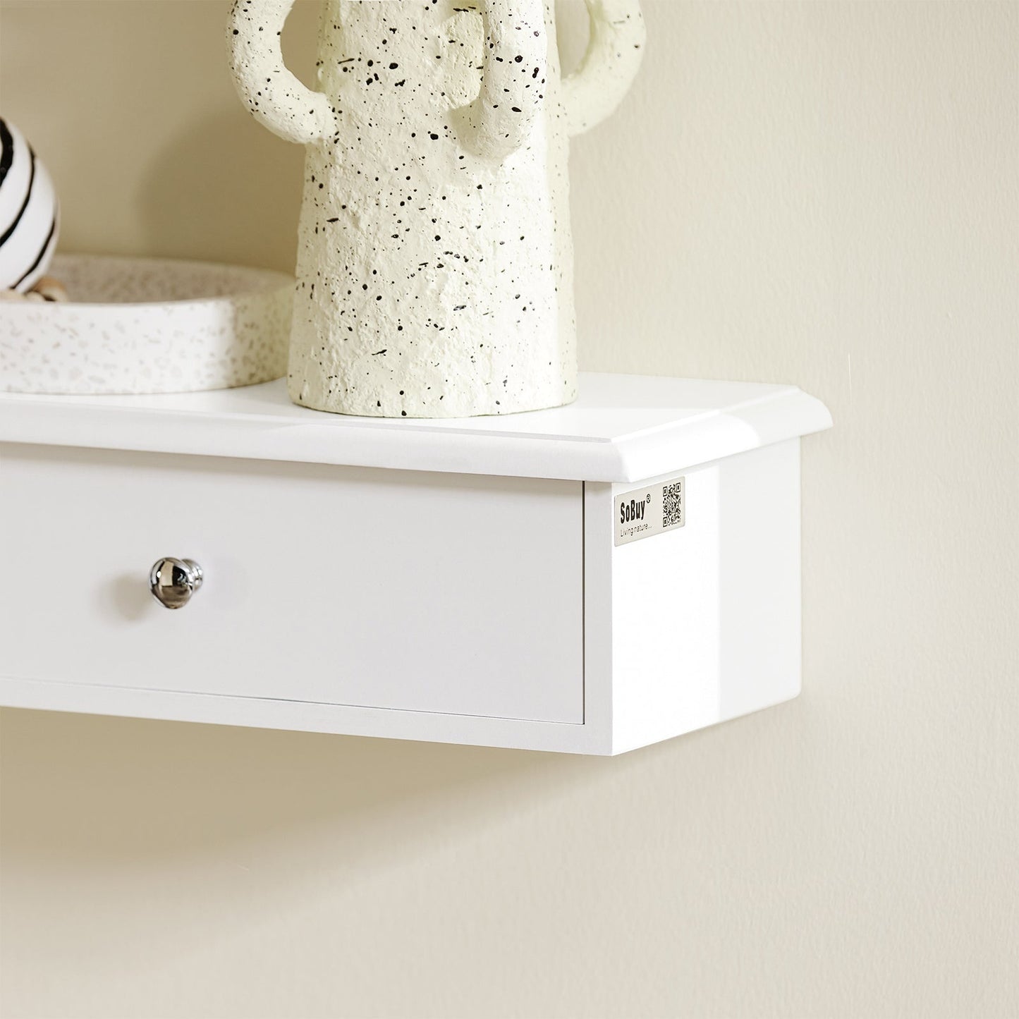 SoBuy Etagère murale avec 3 tiroirs - Max. 10 kg - 91 x 15 x 10 cm - Blanc