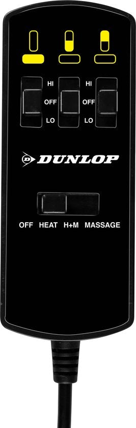 Dunlop Massage Seat Car with Heating Function - 108 x 48 CM - 4 Massage Motors and 1 Heating Element - Connection to Cigarette Lighter Car - Remote Control with 13 Stages - Black