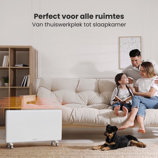 Auronic Convector Heater - 2000W - Chauffage électrique - 3 niveaux - Panneau métallique - Freestanding - Roues - Blanc