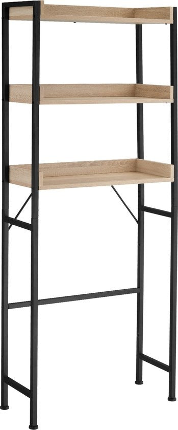 tectake Etagère de salle de bain Seattle 67 x 25 x 165,5 cm Bois clair industriel, chêne Sonoma - 404864