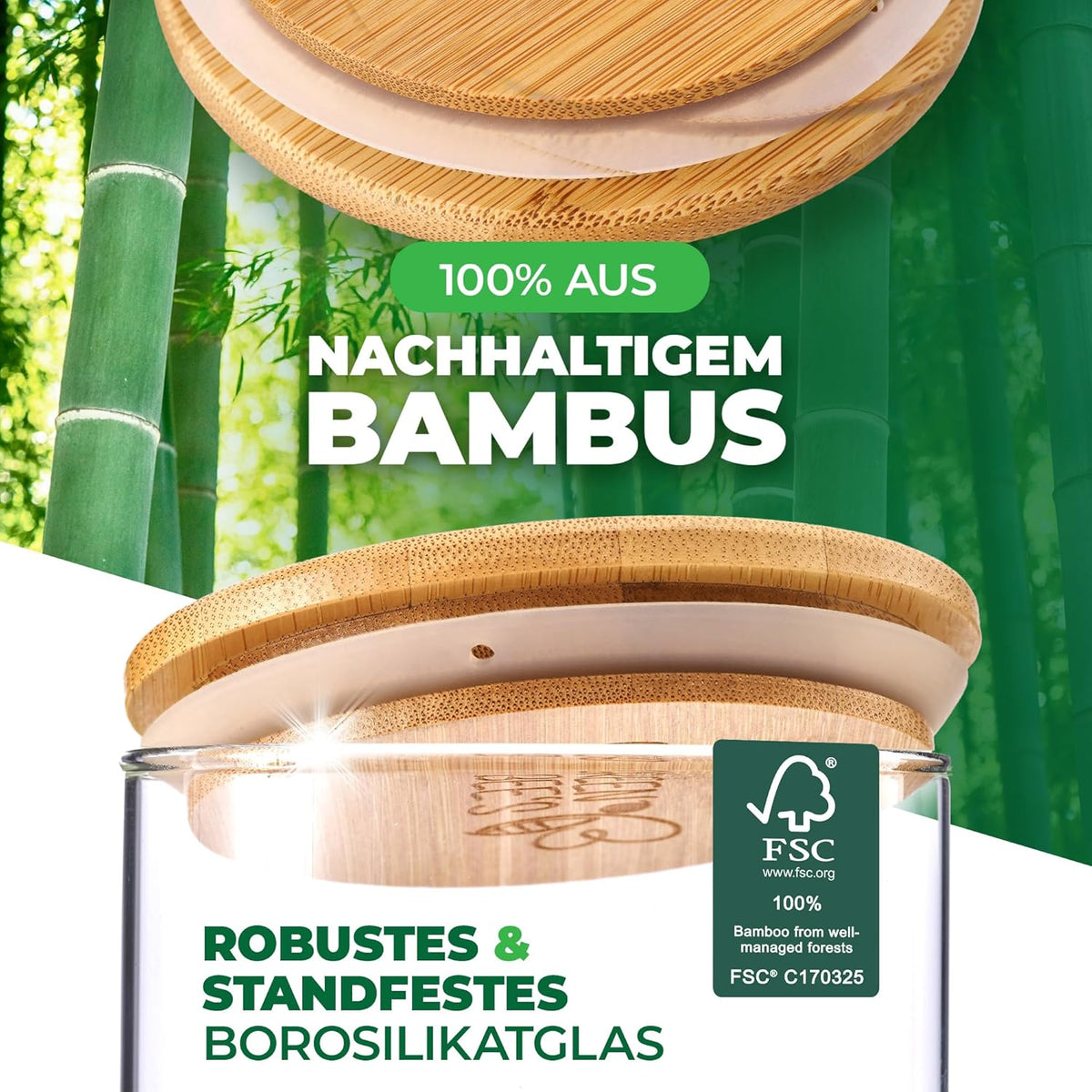 GREEN BEE`S Set de 12 petits bocaux à provisions - 4x600ml & 8x430ml - Parfaits pour les tiroirs et l'armoire à pharmacie - Bocaux à provisions durables avec couvercle hermétique - Pour le riz, les noix, les graines et les épices