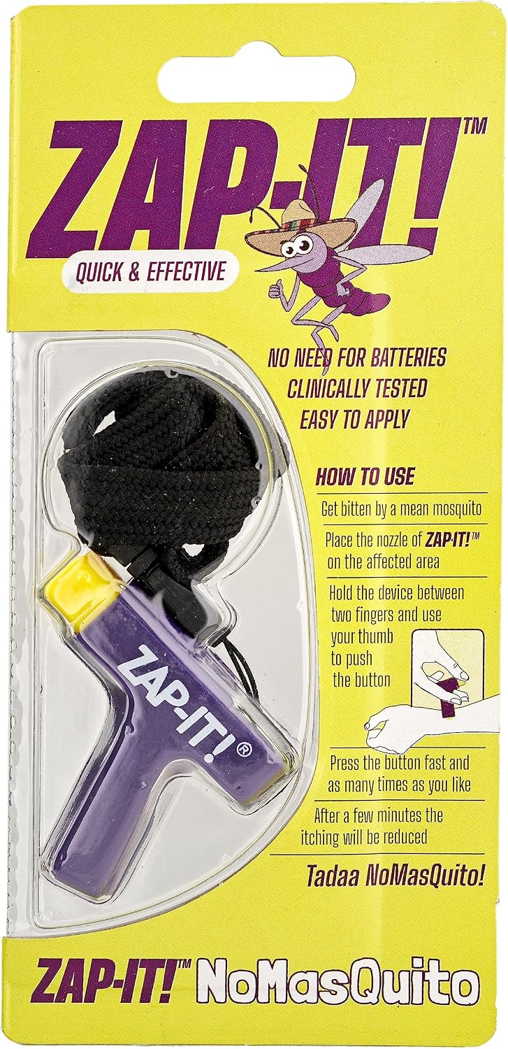 NoMasQuito Zap-It ! Appareil anti-piqûres de moustiques - Piézoélectrique - Sans piles - Violet/Jaune - 17 x 8 x 2,3 cm