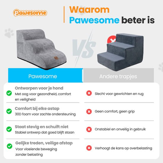 Pawesome - Marchepieds pour chiens - Marchepieds pour chiens - 3 marches - 40 x 60 x 40 - très solide et confortable - matériau 30D