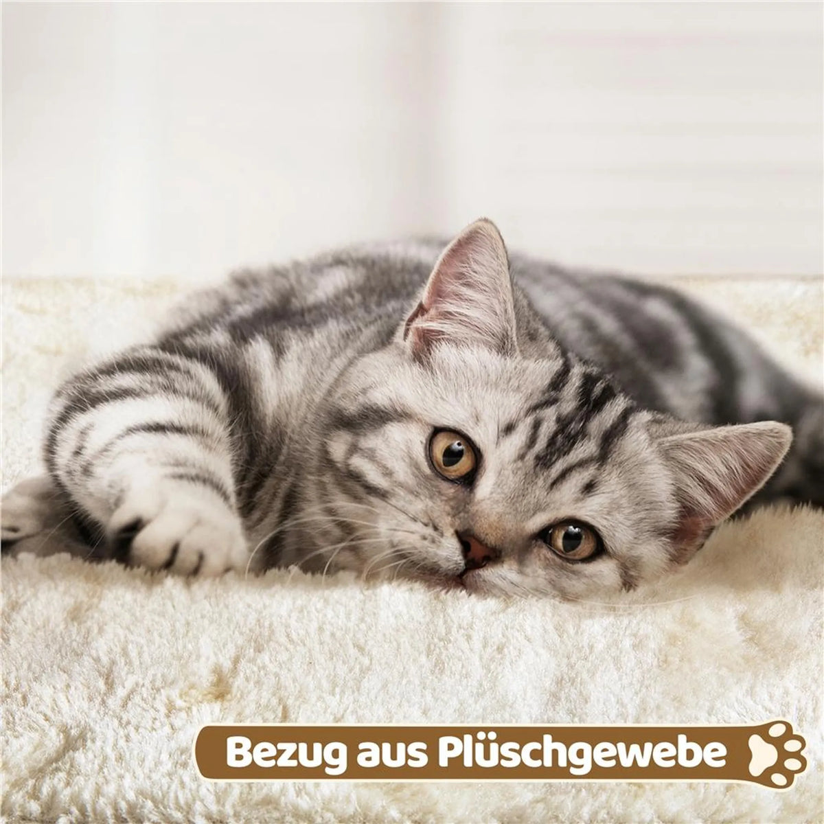 Arbre à chat Yaheetech - Beige - 40,5 x 40,5 x 59 cm - Abri pour chat, poteaux en sisal et balle à jouer