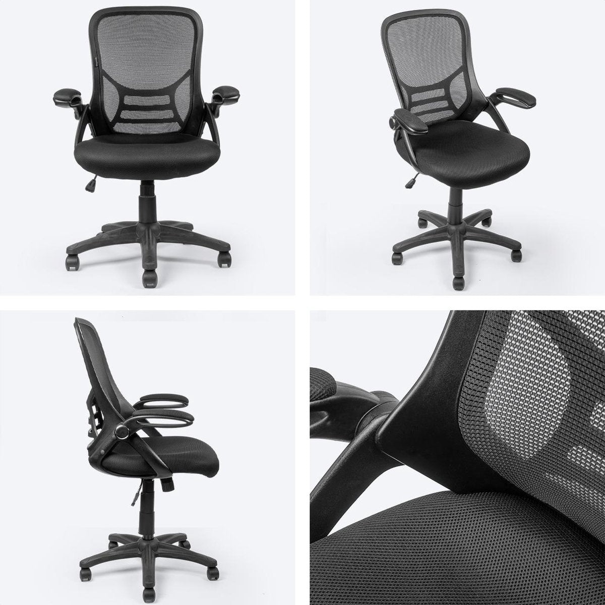 LifeGoods Ergonomic Office Chair - Chaise de bureau - Réglable - Adultes - Noir