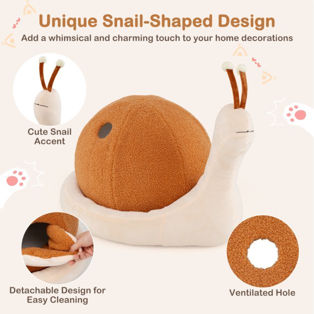 Panier pour chat Coast 2-en-1 en forme d'escargot - Maison pour chat fermée avec coussin amovible et lavable - 56 x 48 x 39 cm - Marron/Blanc