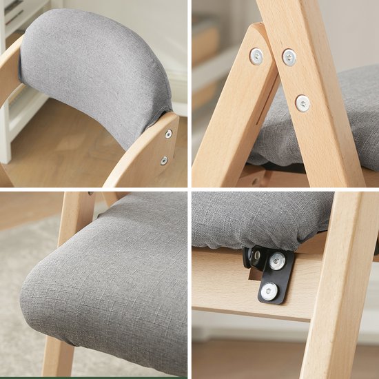 SoBuy Set of 2 Folding Chair, Office Chair with Upholstered Seat Cushion, Dining Chair, Nature/Grey, 47.5x77x59 cm, FST92-Nx2 - pour la salle à manger, le balcon ou le bureau