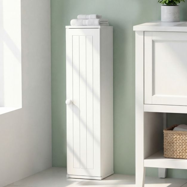 Meuble de salle de bains Coast Smalle – 5 compartiments de rangement – 17 x 16 x 69 cm – Blanc
