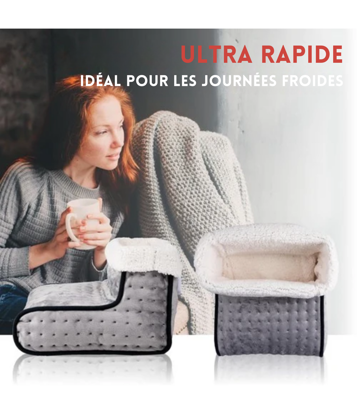 Coussin chauffant - Alpina - Chauffe-pieds électrique - Housse intérieure lavable - 3 niveaux de chaleur - Gris