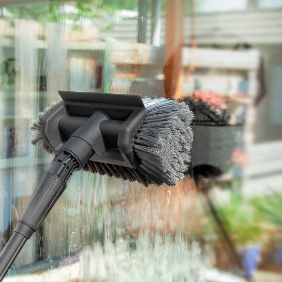 VONROC Brosse à laver télescopique - 1.80m - Tête de brosse, tuyau d'arrosage et distributeur de savon inclus
