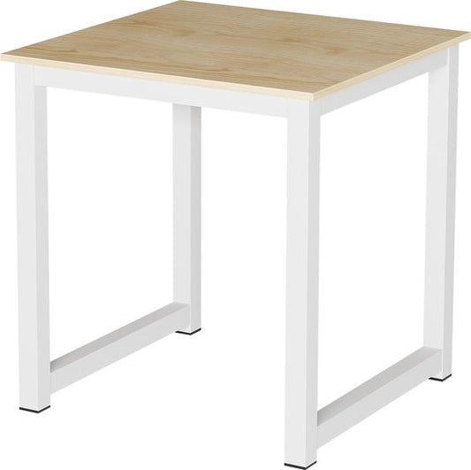 Table carrée - VDD – 75 x 75 cm – Plateau MDF brun clair – Structure métal blanc
