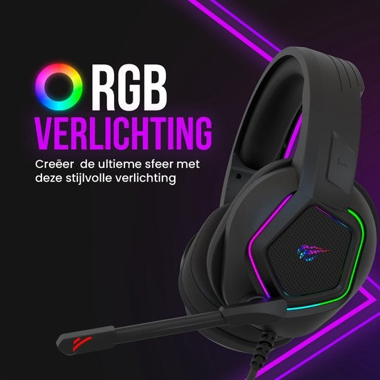 Casque de jeu Strex, avec microphone et éclairage RVB, son surround 7.1, PC / PS4 / PS5 / XBOX / Switch, Noir