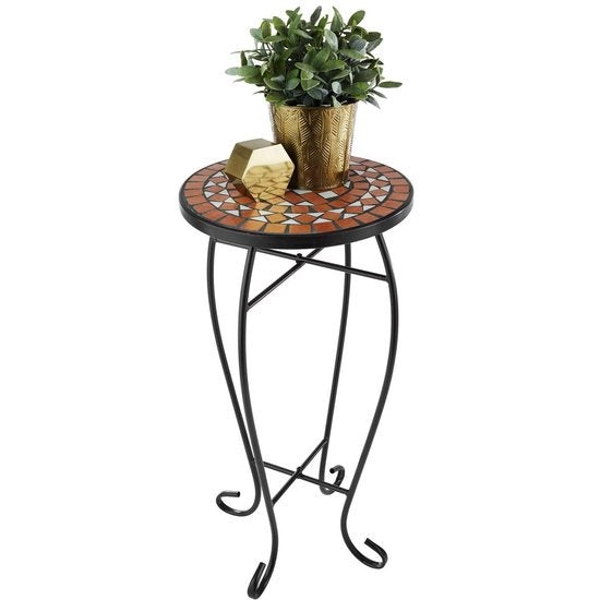 TecTake - Table de balcon, tabouret de fleurs, mosaïque - 402768