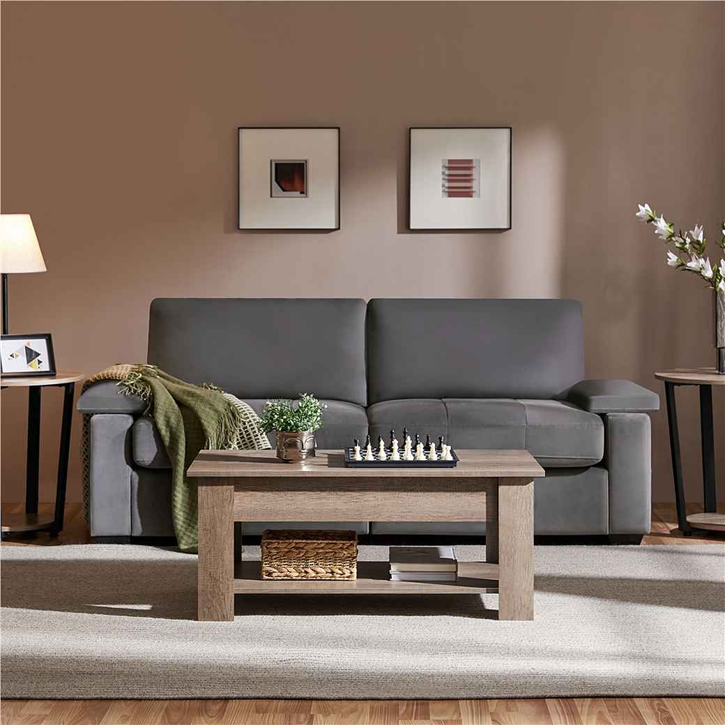 Table basse Yaheetech avec plateau relevable – Gris – 98 x 50 x 41,8/56 cm – Réglable en hauteur avec espace de rangement