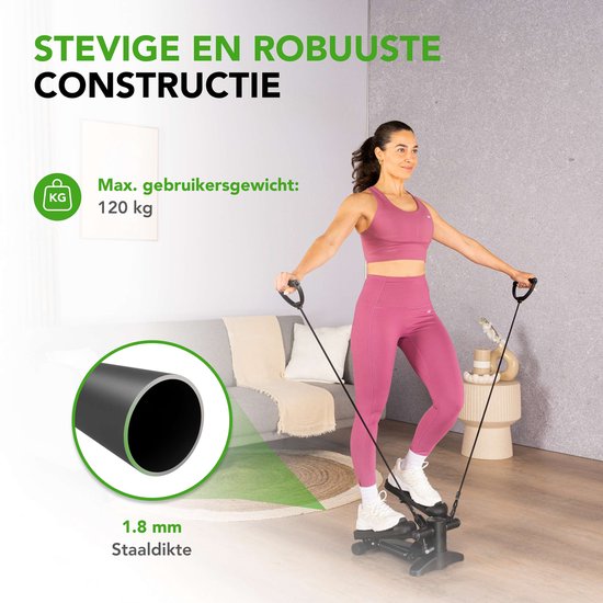 Tunturi Stepper - Stepper de fitness - Stepper - Step d'aérobic - Fitness - Avec écran et sangles de résistance - Noir