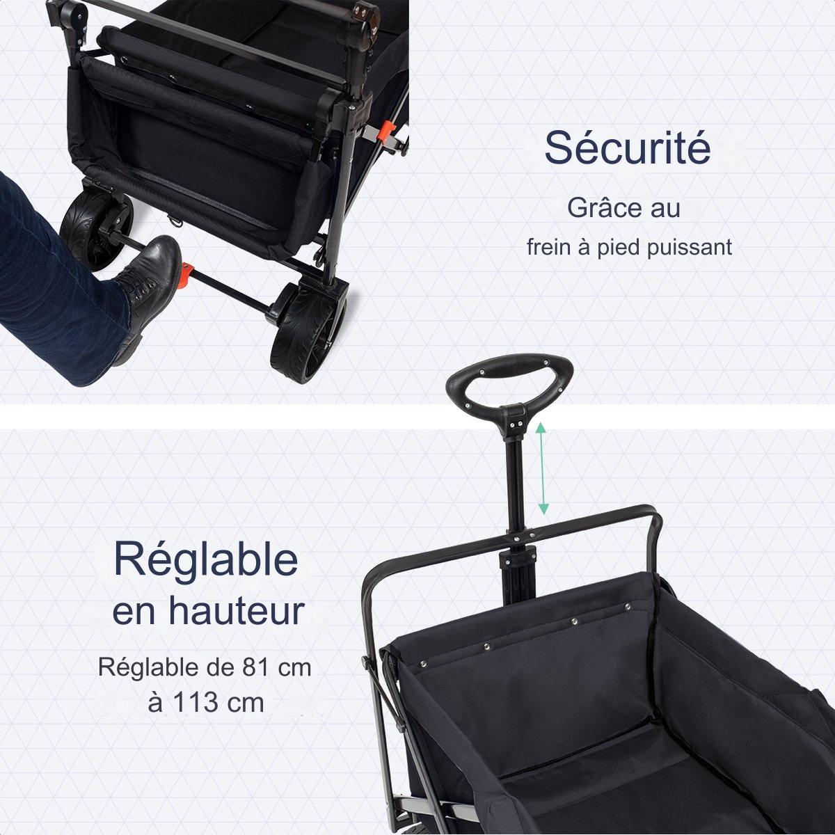 Chariot Pliable LifeGoods, 120x80cm, Noir