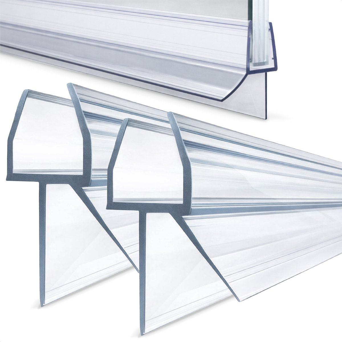Bandes de douche Luft pour le bas - Lot de 2 - Transparentes - 100 cm par bande - Pour une épaisseur de verre de 8 à 12 mm - À découper sur mesure