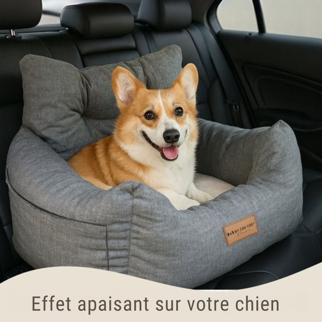 Siège auto pour chien By Cee Cee  - Panier pour chien haut de gamme - Avec sangle de sécurité - Siège pour chien - Siège auto - Toutes saisons - Taille M - Chiens de petite et moyenne taille - Gris