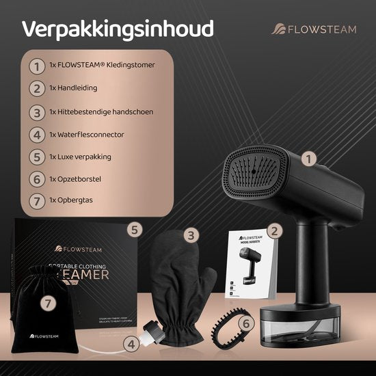 FLOWSTEAM® Vacuum Edition : défroisseur à vapeur - Défroisseur à main avec fonction d'aspiration - Défroisseur de voyage - 2100 W - Noir mat