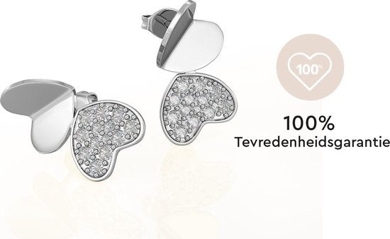 Yolora Ladies Earrings Heart - Kalpa Camaka Crystals - Silver - 18K White Gold Plated - Women's Earstuds Silver - Beautiful Gift Wrapping - Exclusive Gift Box - Mother's Day Gift