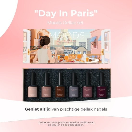 Moods Gellac Ensemble de 6 pièces - Vernis à ongles gel - Couleurs nude foncées - 8ML - Journée à Paris - Gellac - Ongles - Pack de démarrage de vernis gel - Couleurs caramel