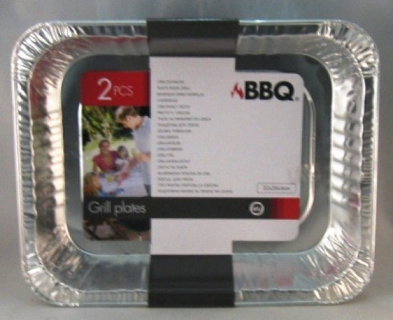 Lot de 2 bacs de cuisson pour barbecue, rectangulaires, 32 x 26 x 6 cm - Cuisson de la viande au barbecue - Grille de barbecue