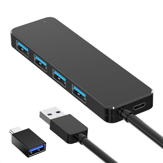 Strex USB 3.0 Hub - Répartiteur USB - 4 ports - 5Gbps - Câble 35CM - Adaptateur USB C inclus