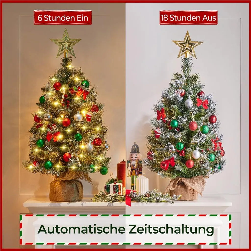 Yaheetech : lot de 2 sapins de Noël artificiels de 92 cm avec neige et LED