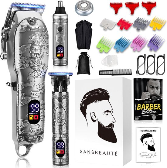 Tondeuse à cheveux professionnelle sans fil 4 en 1 - Tondeuse à cheveux pour hommes - Cheveux - Tondeuse à cheveux - Machine à cheveux pour coiffeurs - Tondeuse à cheveux - Tondeuse à barbe - Barber Hair Clipper - Hairdresser Buddha Trimmer - Barber Set