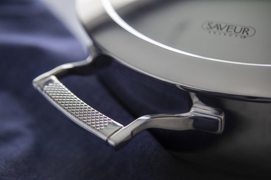 Saveur Selects – Série Voyage - Poêle à frire 30 cm - avec couvercle - Poêle antiadhésive - Acier inoxydable triplex - Compatible avec l'induction et toutes les autres sources de chaleur - Résistante au four jusqu'à 260 °C – Lavable au lave-vaisselle - 10