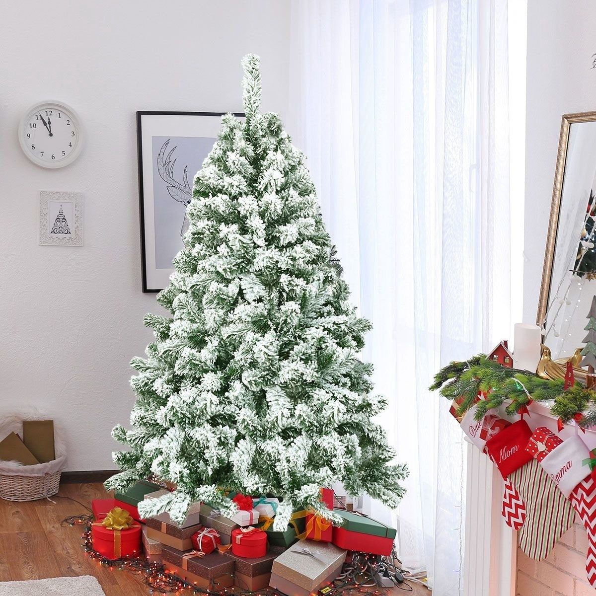 Coast Snow -Arbre de Noël couvert avec support en métal et 630 aiguilles pointues en PVC 180 cm