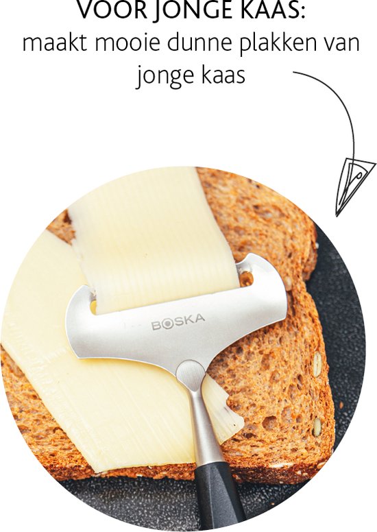 Boska Cheese Slicer Soft Milano+ - Trancheuse pour fromages jeunes - acier inoxydable - Lavable au lave-vaisselle - Trancheuse à fromage Noir - Idées cadeaux - Ustensiles de cuisine - Accessoires de cuisine - Garantie 10 ans