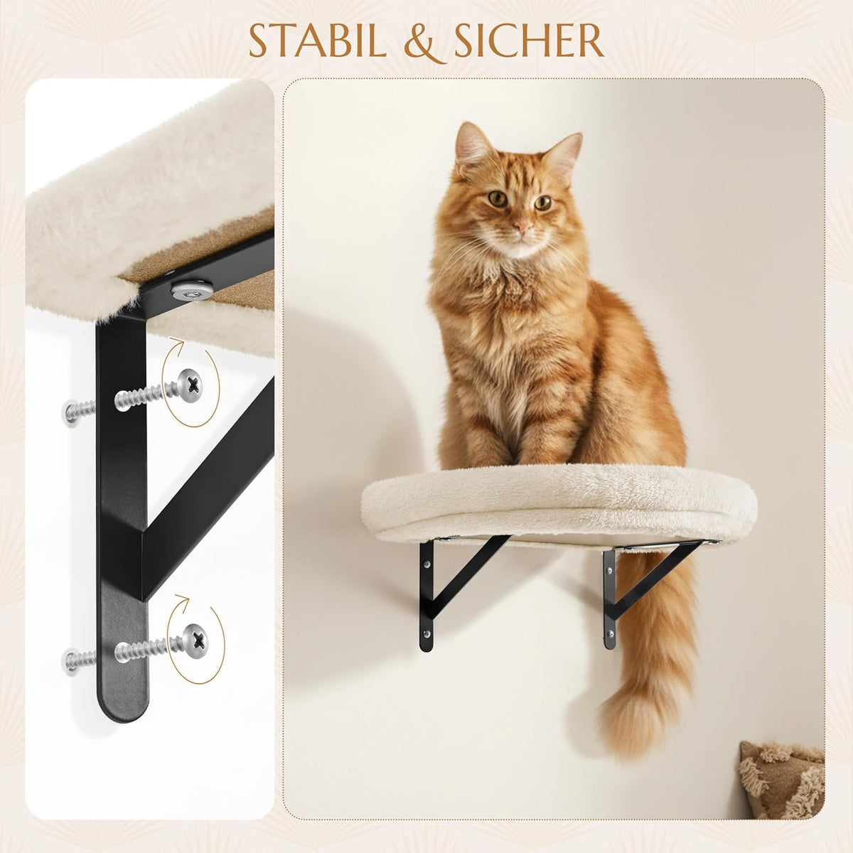 Yaheetech Mur d'escalade pour chats - 4 pièces - avec grattoir et panier - Beige