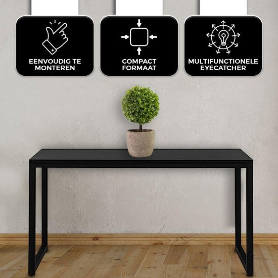 Bayt Desk - Bureau noir - Bureau d'ordinateur - Table d'ordinateur - Table de bureau - 120 x 50 x 76 cm